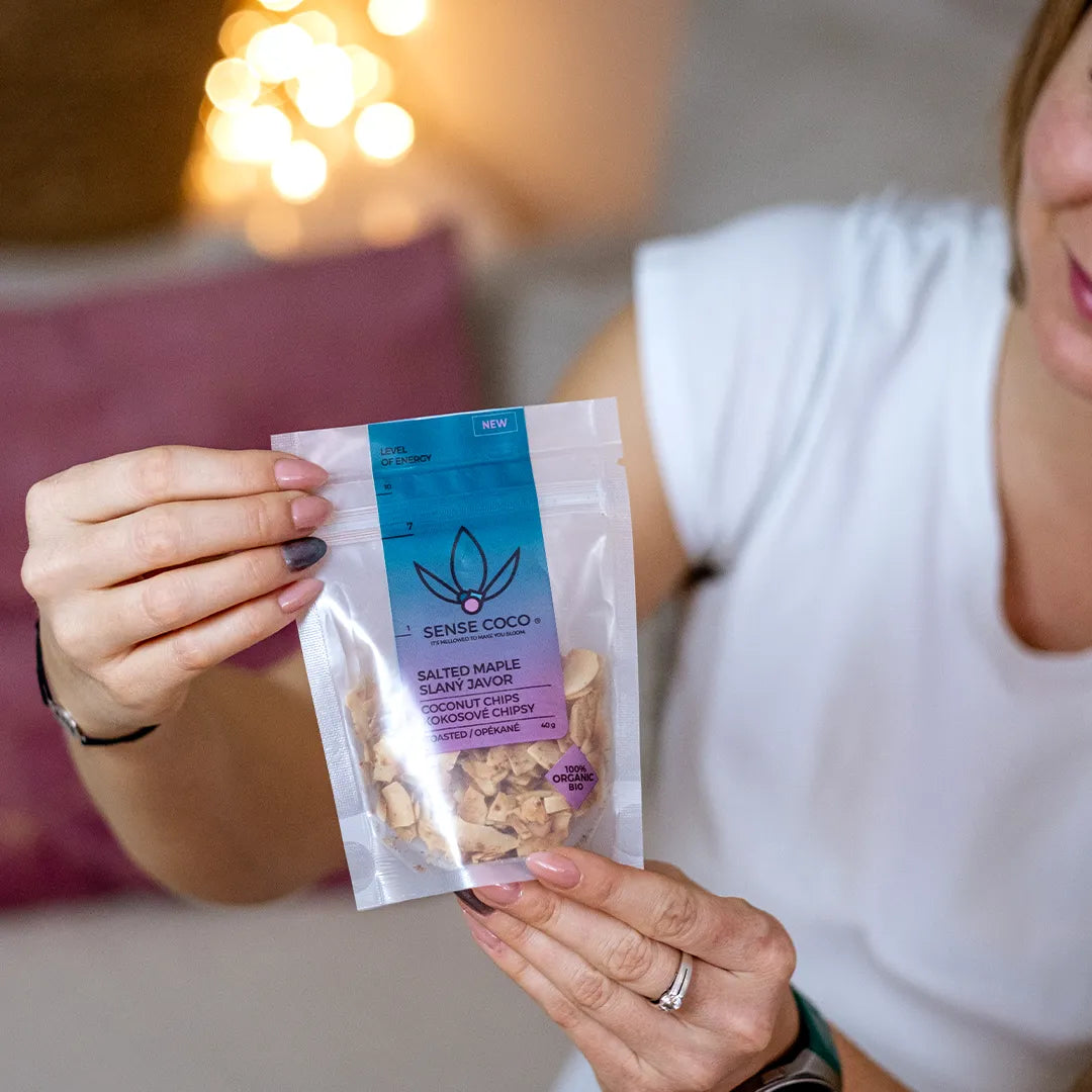 Sense Coco Bio kokosové chipsy slaný javor 40 g