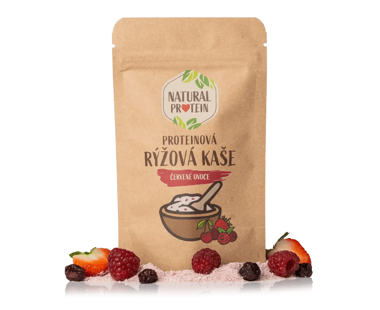 NaturalProtein Proteinová  rýžová kaše - Červené ovoce (60 g)
